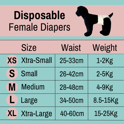 Disposable Dog Diapers for Female Dogs - Medium