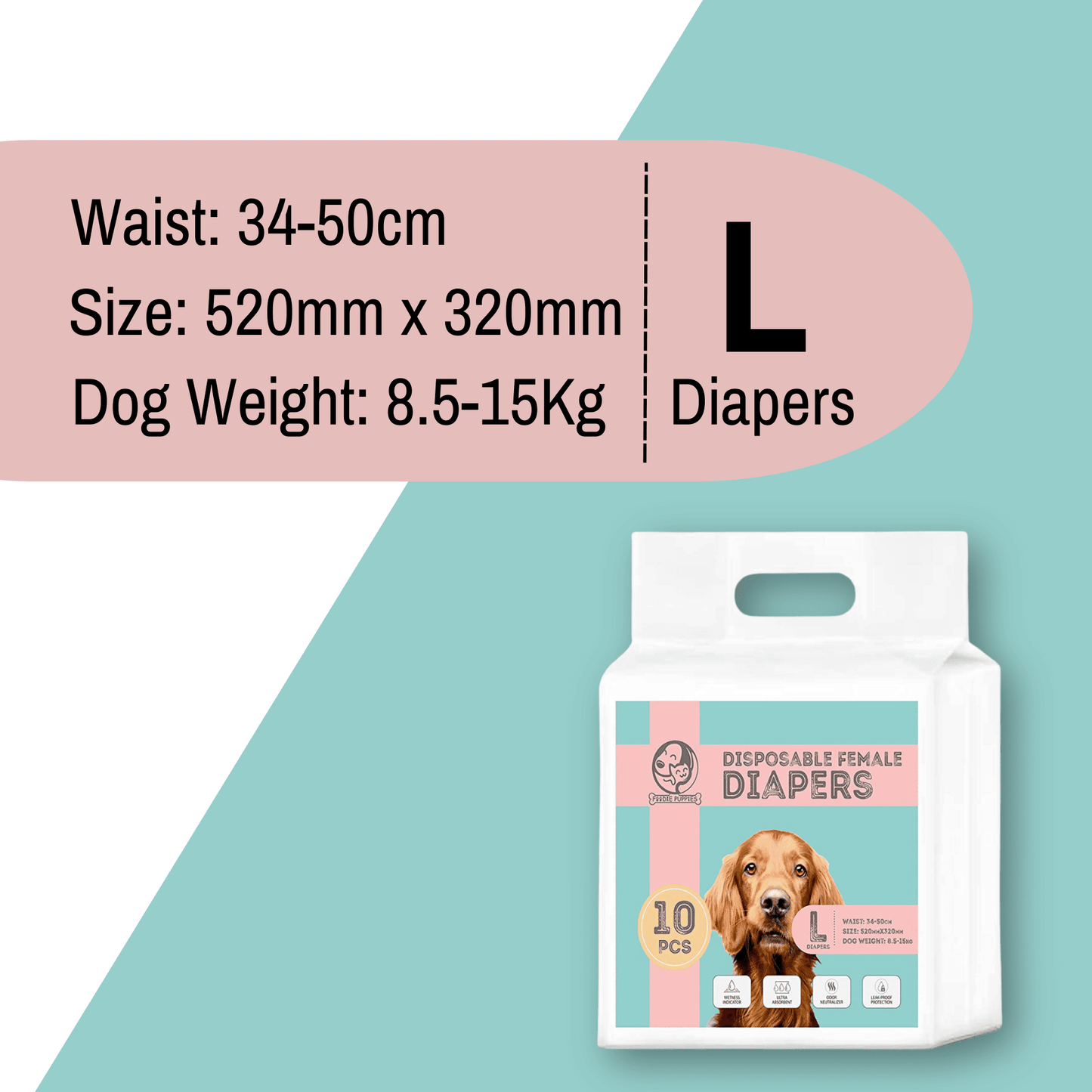 Disposable Dog Diapers for Female Dogs - Large