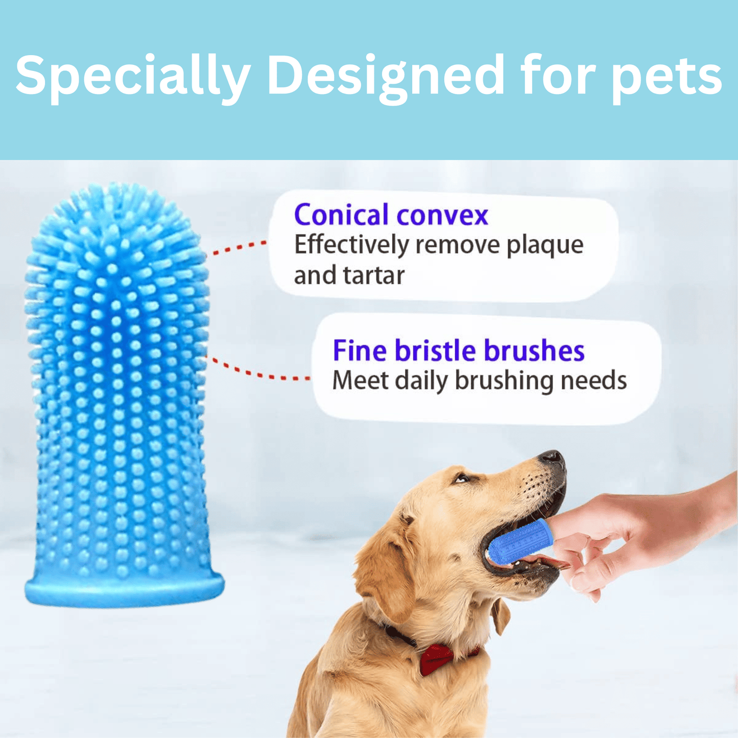 Silicone Finger Toothbrush for Dogs and Cats, Pack of 5