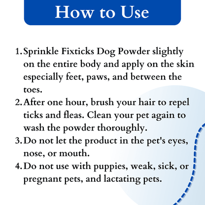 Fixticks Pet Deodorant Powder for Dogs and Cats - 100gm