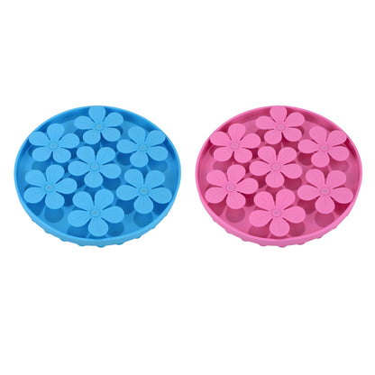 Round Flower Silicone Lick Mat for Cats & Puppies, Pack of 2