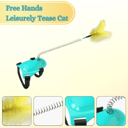 Spring Feather Toy, Foot Worn Teaser for Cats & Kittens