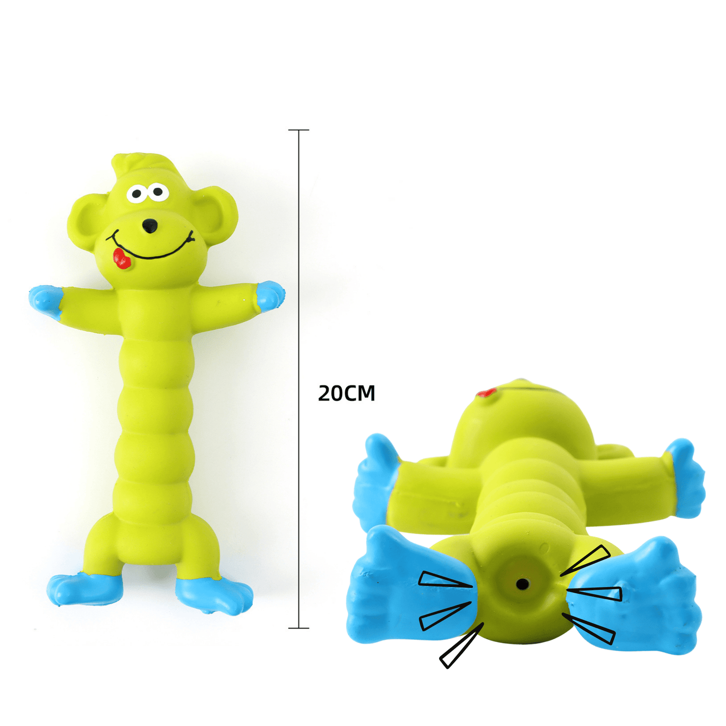 Latex Rubber Squeaky Dog Chew Toy - Green Monkey