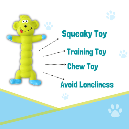 Latex Rubber Squeaky Dog Chew Toy - Green Monkey