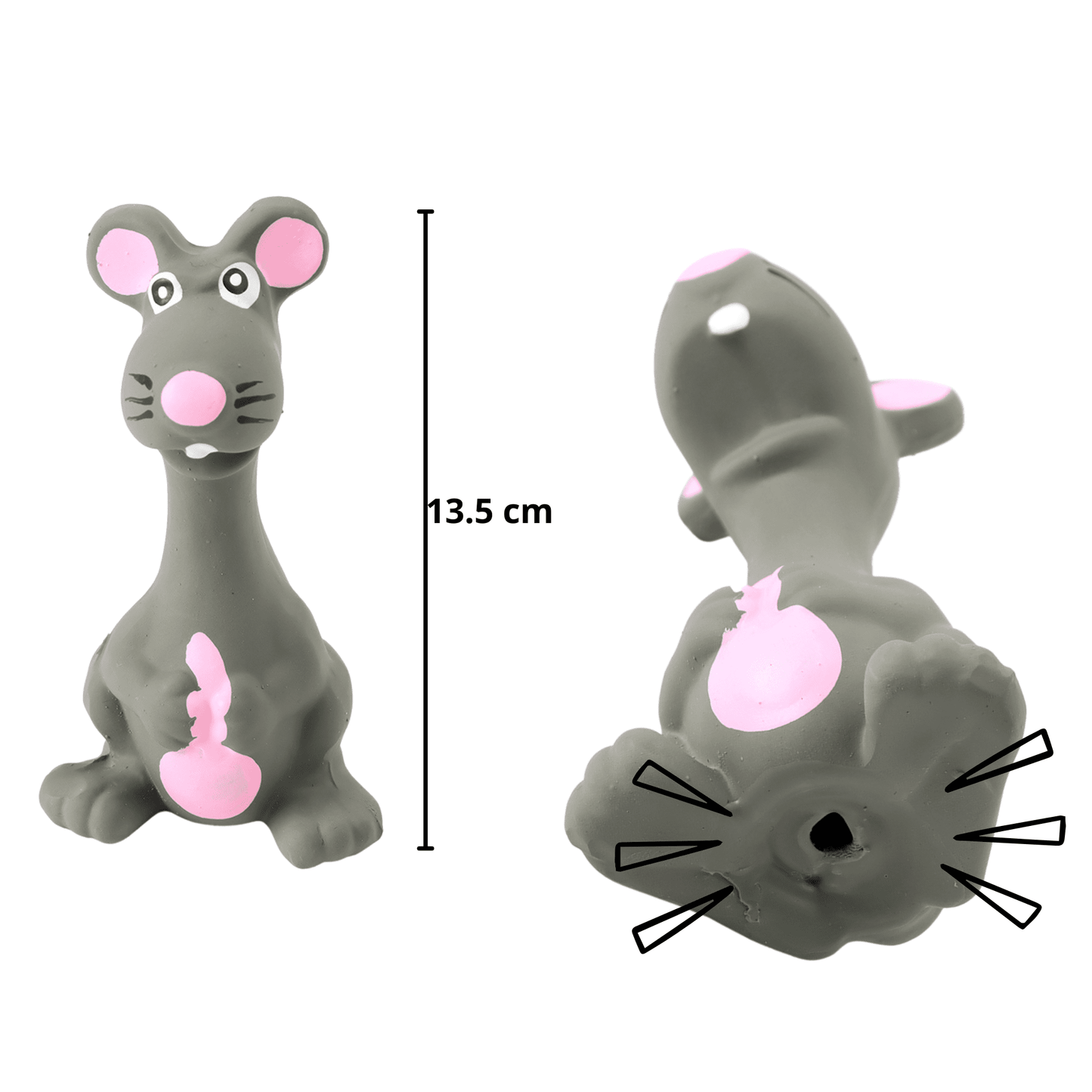 Latex Rubber Squeaky Dog Chew Toy - Grey Mouse