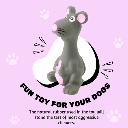 Latex Rubber Squeaky Dog Chew Toy - Grey Mouse