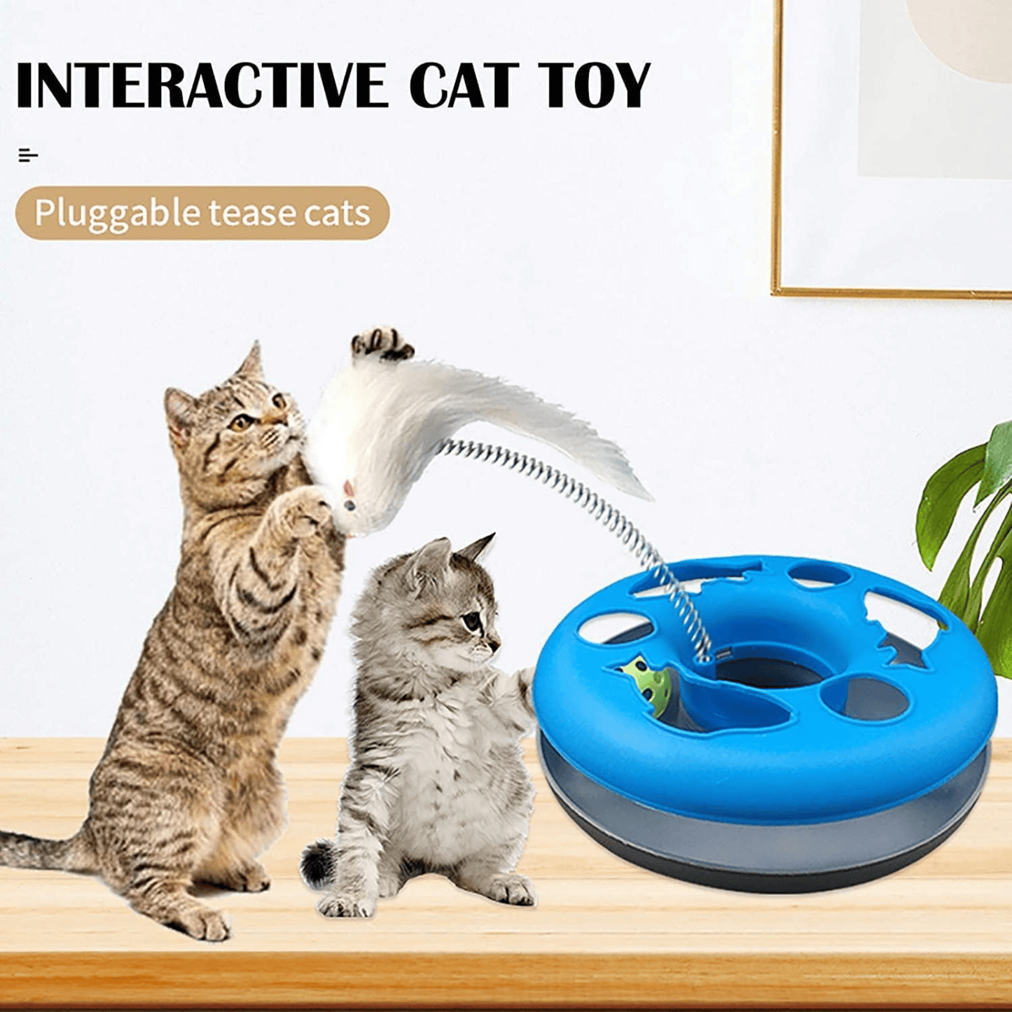 Cat Toy with Spinning Balls & Teaser for Cat & Kitten