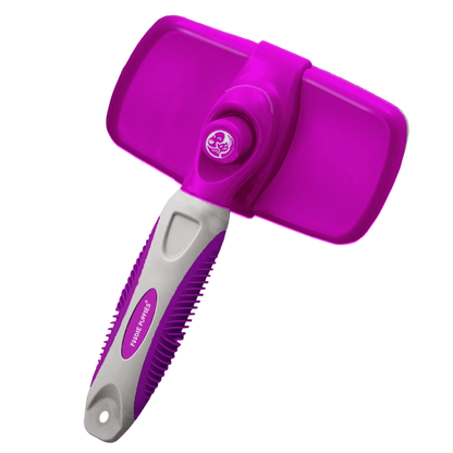 Purple Slicker Brush for Puppies, Dogs, & Cats - Large