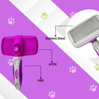 Purple Slicker Brush for Puppies, Dogs, & Cats - Large