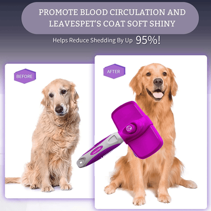 Purple Slicker Brush for Puppies, Dogs, & Cats - Large