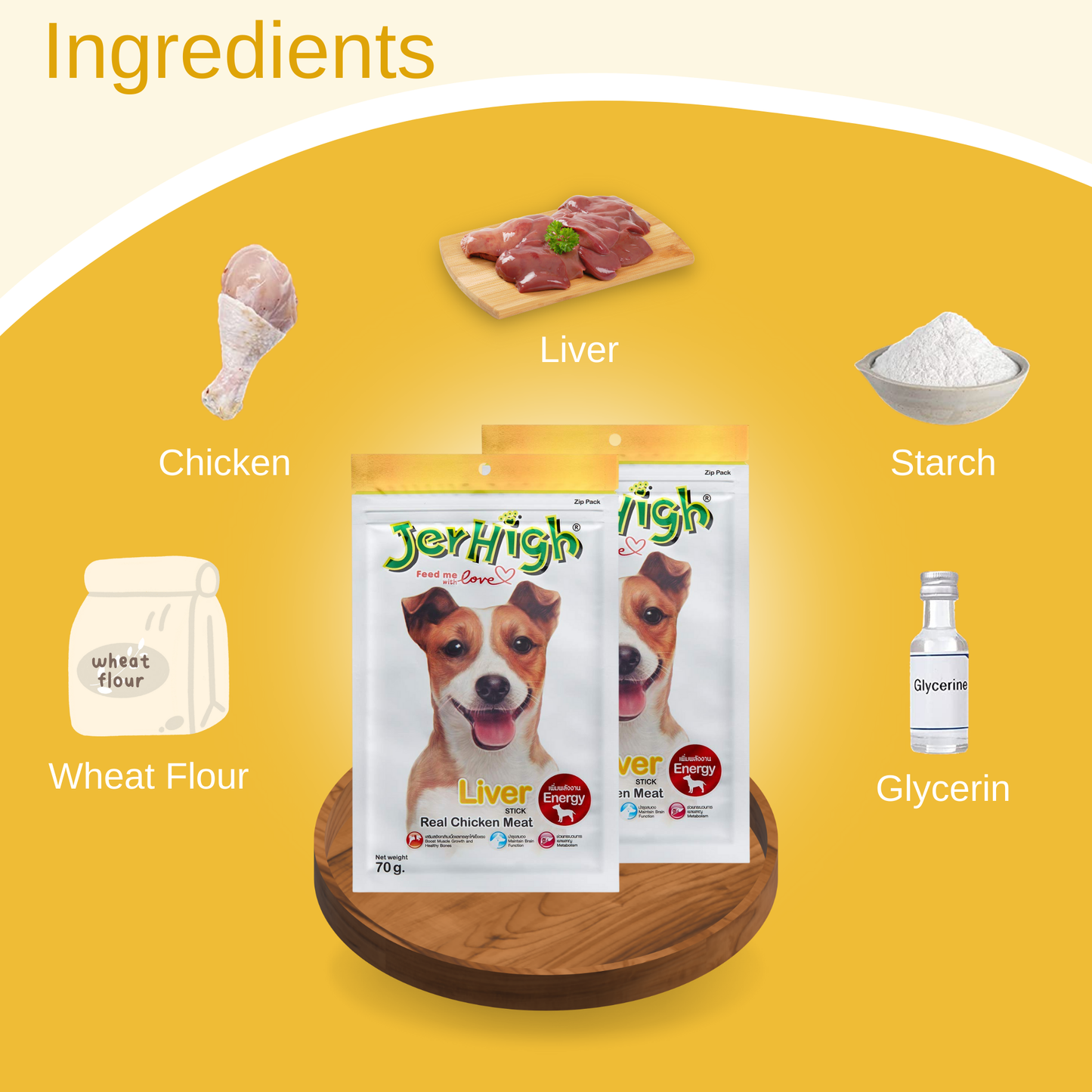 JerHigh Liver Stick Dog Treat with Real Chicken Meat - 70gm, Pack of 3