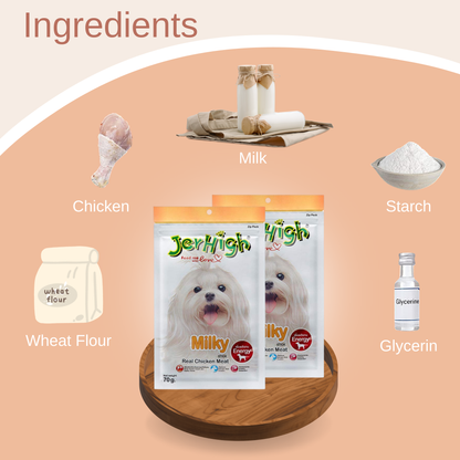 JerHigh Milky Stick Dog Treat with Real Chicken Meat - 70gm, Pack of 2