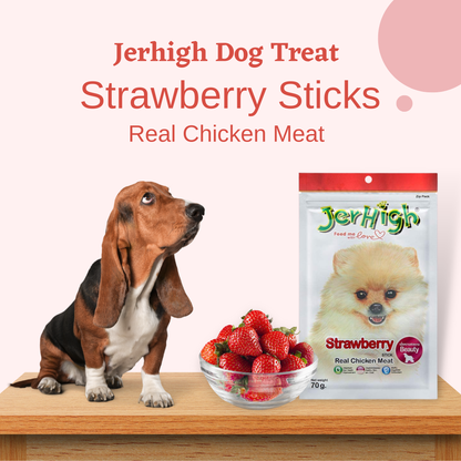 JerHigh Strawberry Stick Dog Treat with Real Chicken - 70gm, Pack of 2