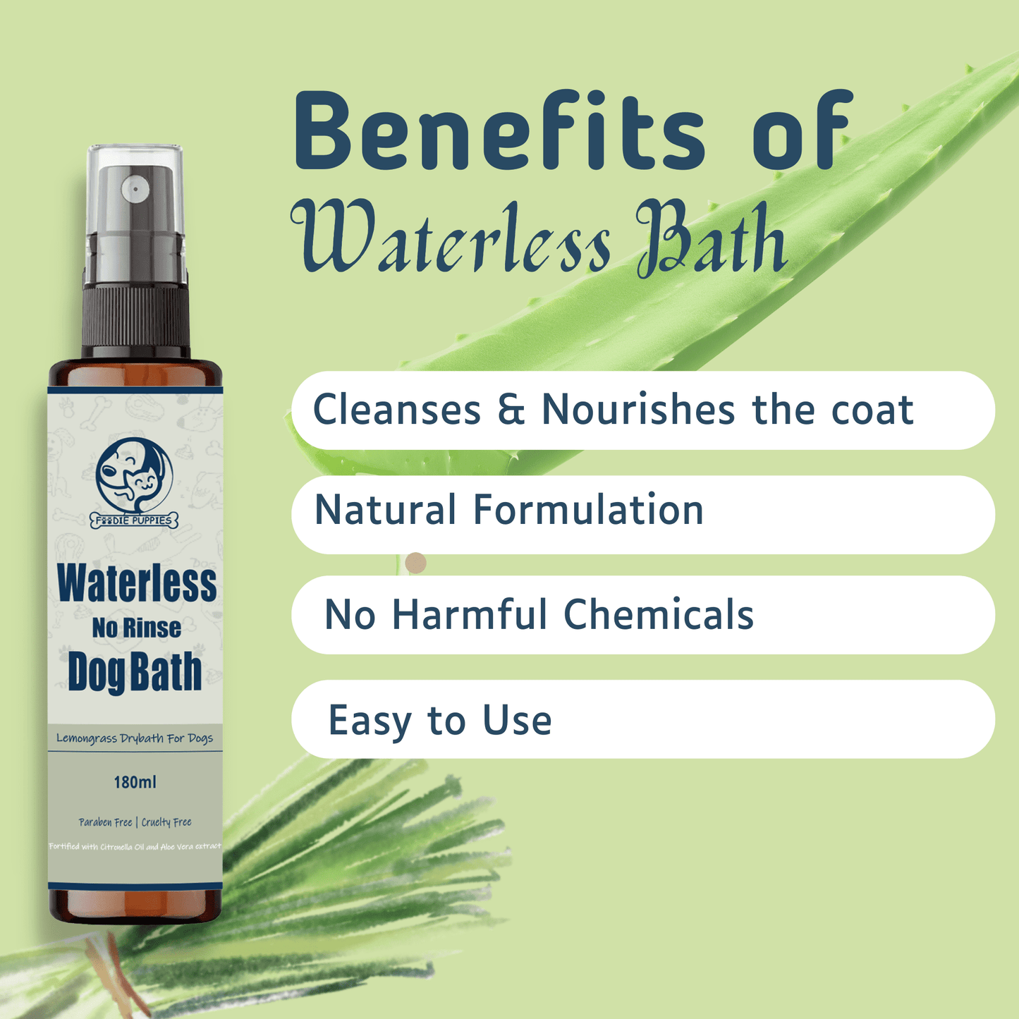 Lemongrass Waterless Drybath Spray for Dogs - 180ml