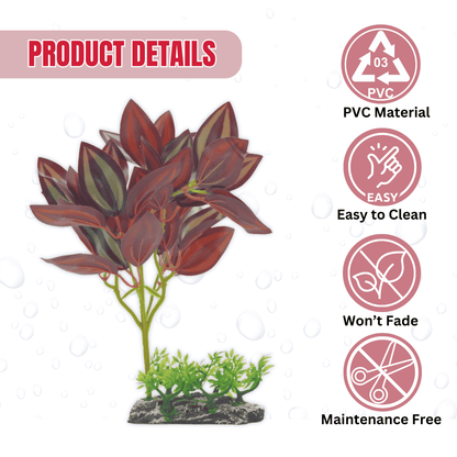 Maroon Dew Artificial Plant for Aquarium with Resin Base | Decorative Ornament Accessories