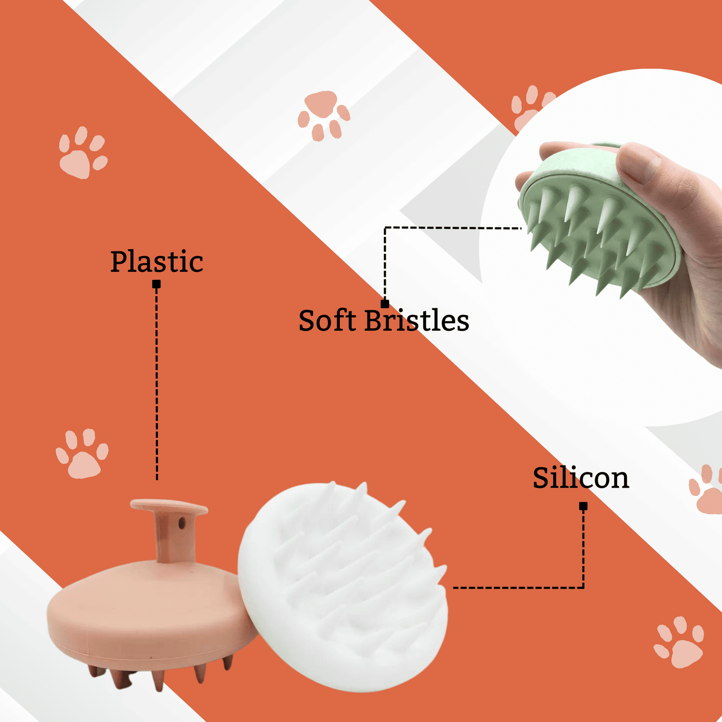 2in1 Bathing & Massaging Silicone Brush for Dogs & Cats