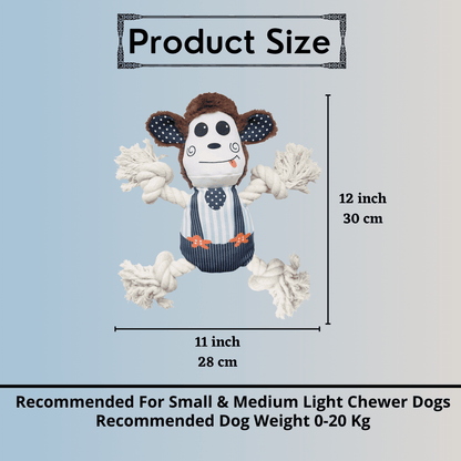 Crinkle Paper Squeaky Monkey Plush Toy for Dogs