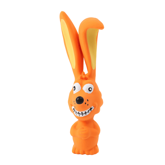 Latex Rubber Squeaky Dog Chew Toy - Orange Rabbit