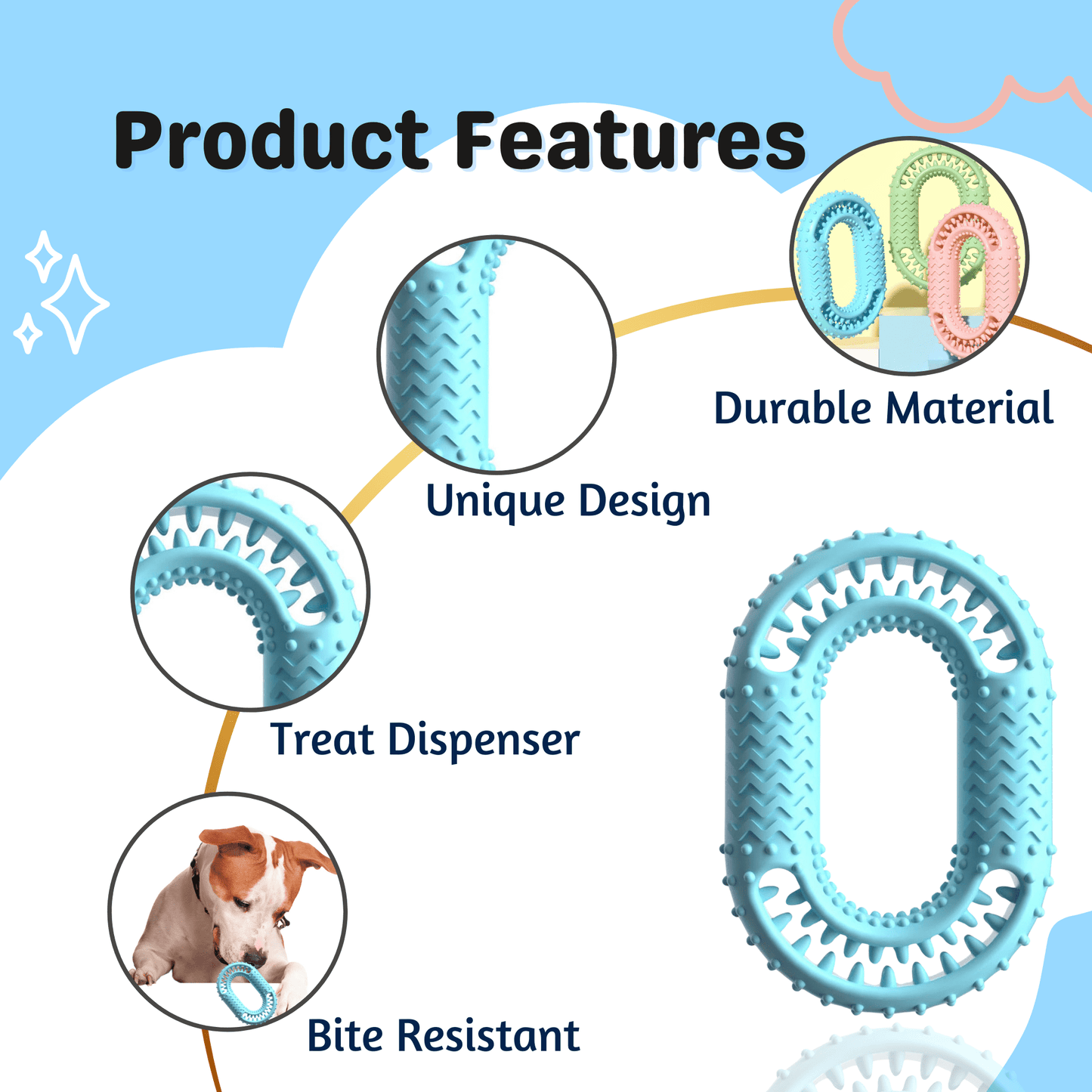 Rubber Dental Puppy Teething Chew Ring O-Ring Shape Toy - Orbit Ring Toy