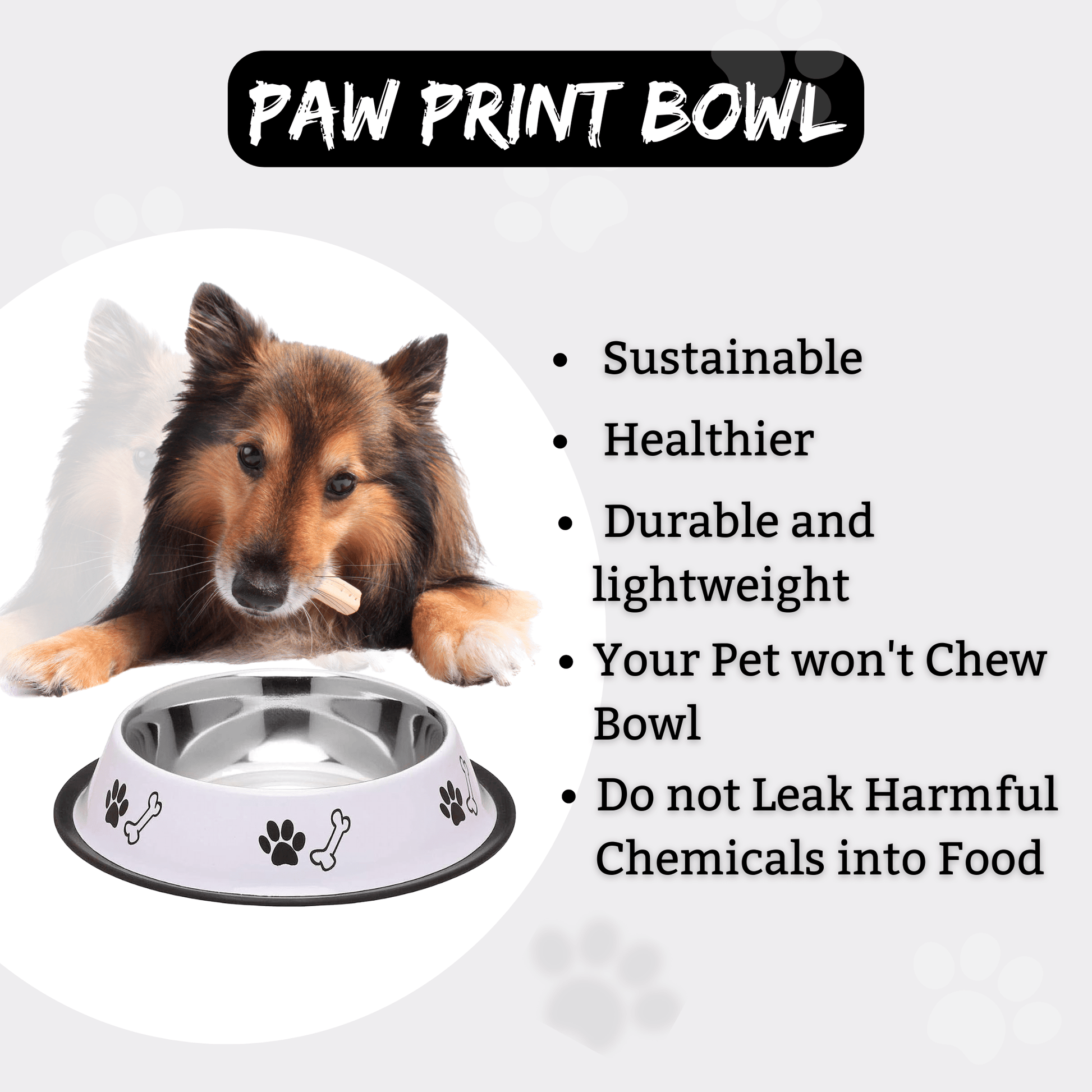 Anti-tip steel dog bowl