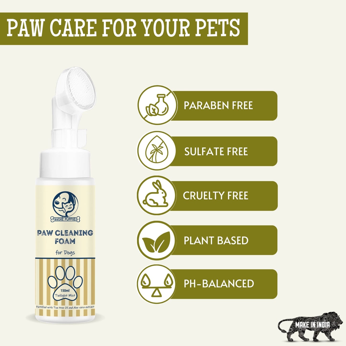 Dog Paw Cleaning Foam with Twilight Mist Fragrance - 150ml