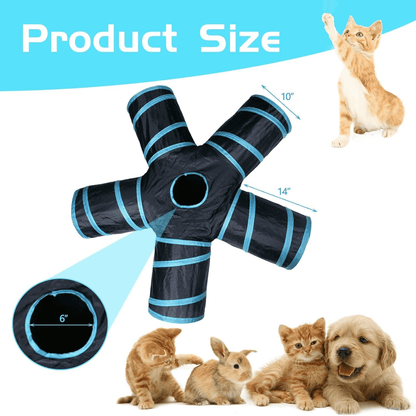 Foldable 5-Way Cat Straight Tunnel for Cats & Kittens