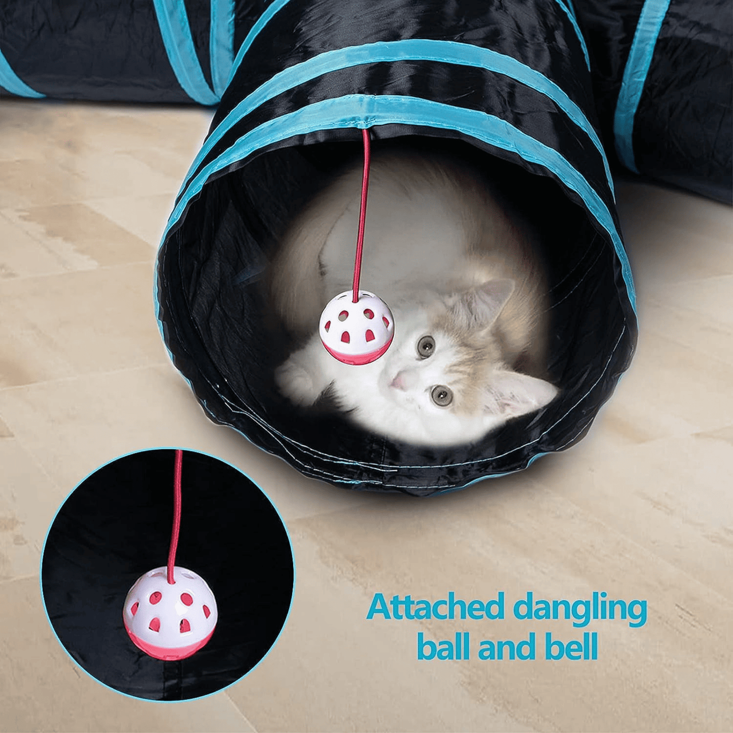 Foldable 5-Way Cat Straight Tunnel for Cats & Kittens