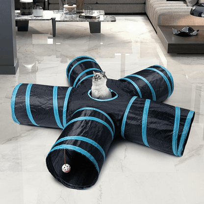 Foldable 5-Way Cat Straight Tunnel for Cats & Kittens