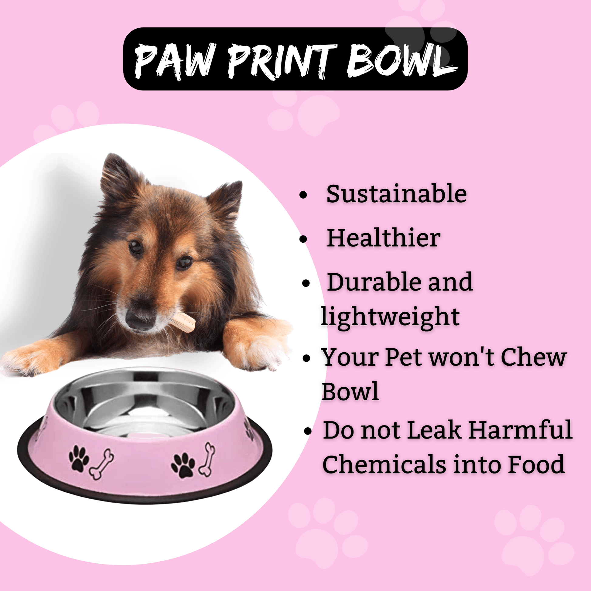 Steel food bowl for dogs