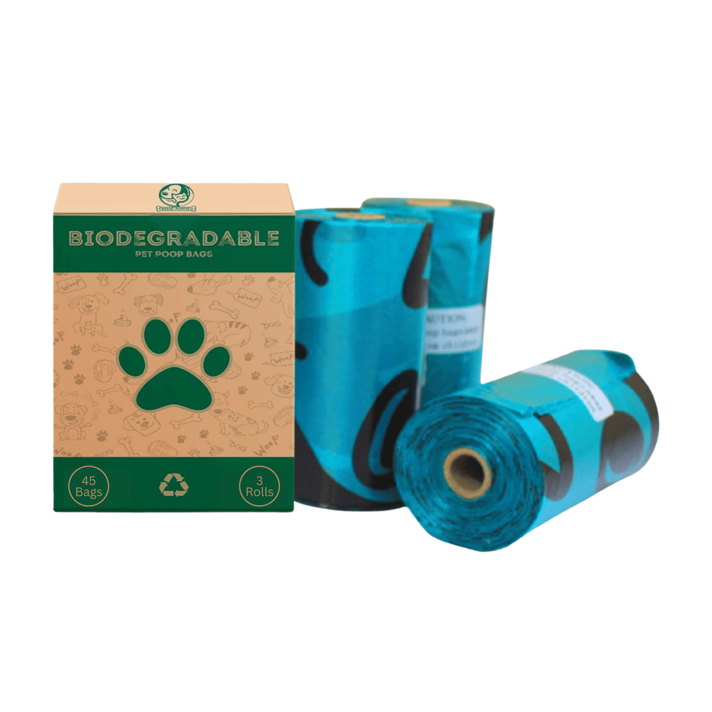 Biodegradable 3 Rolls, 45 Poop Bags for Dogs & Cats