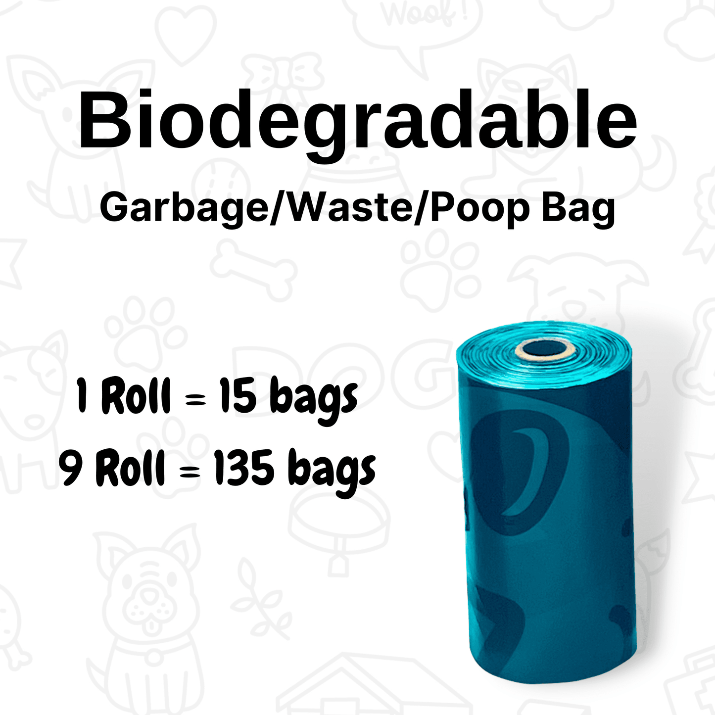 Biodegradable 9 Rolls, 135 Poop Bags for Dogs & Cats