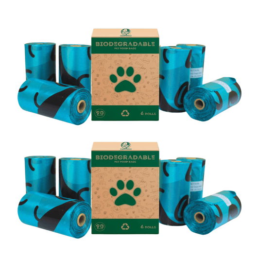 Biodegradable 12 Rolls, 180 Poop Bags for Dogs & Cats