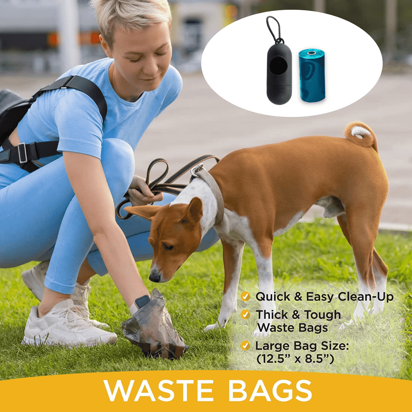 Poop Bag with Holder for Dogs & Cats - 2 Roll, 30 Bags