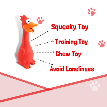 Latex Rubber Squeaky Dog Chew Toy - Red Henny