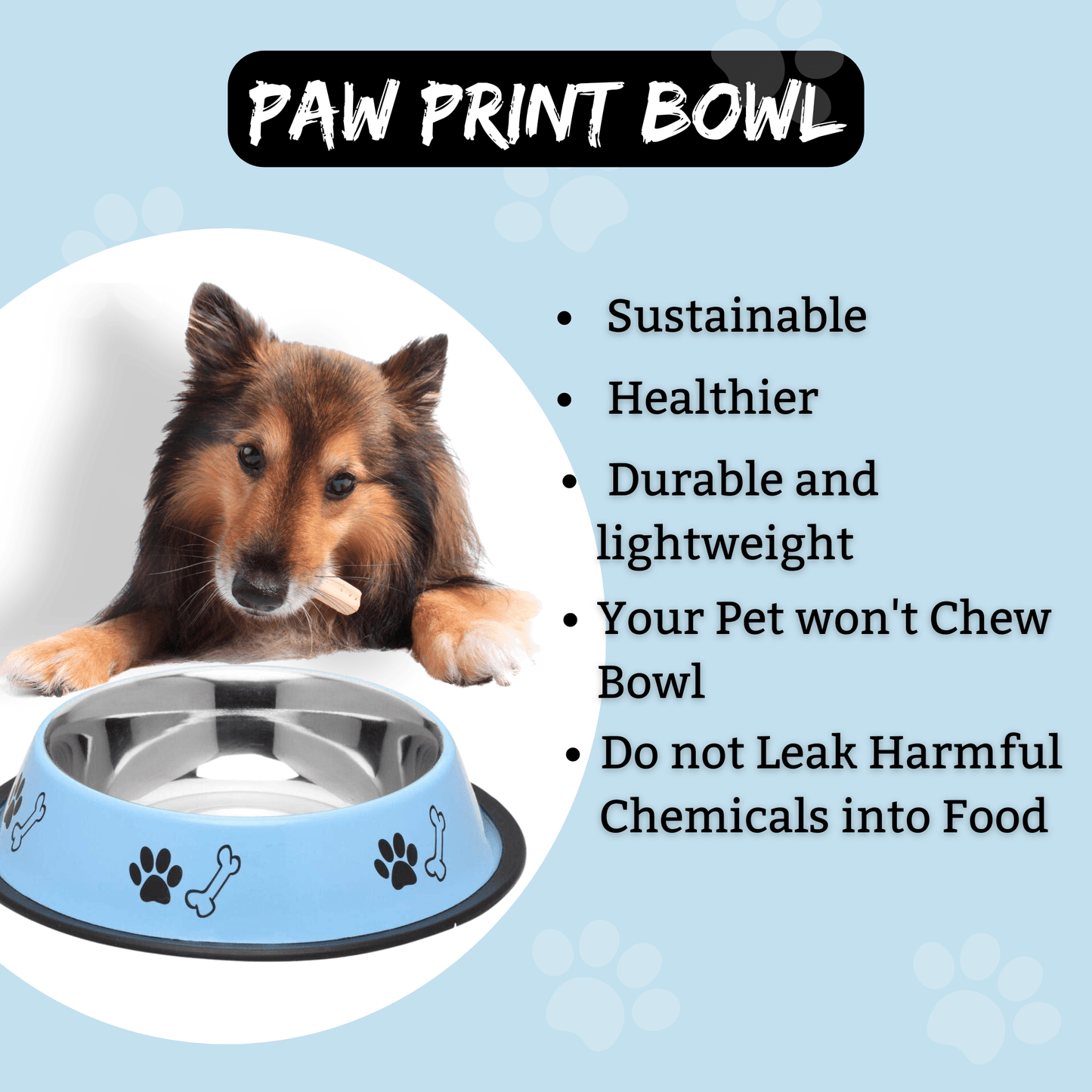 Steel water bowl for pets