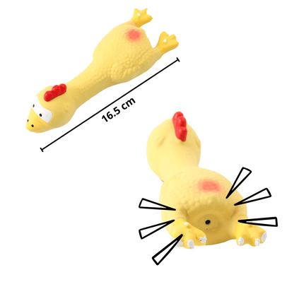 Latex Rubber Squeaky Dog Chew Toy - Yellow Hen