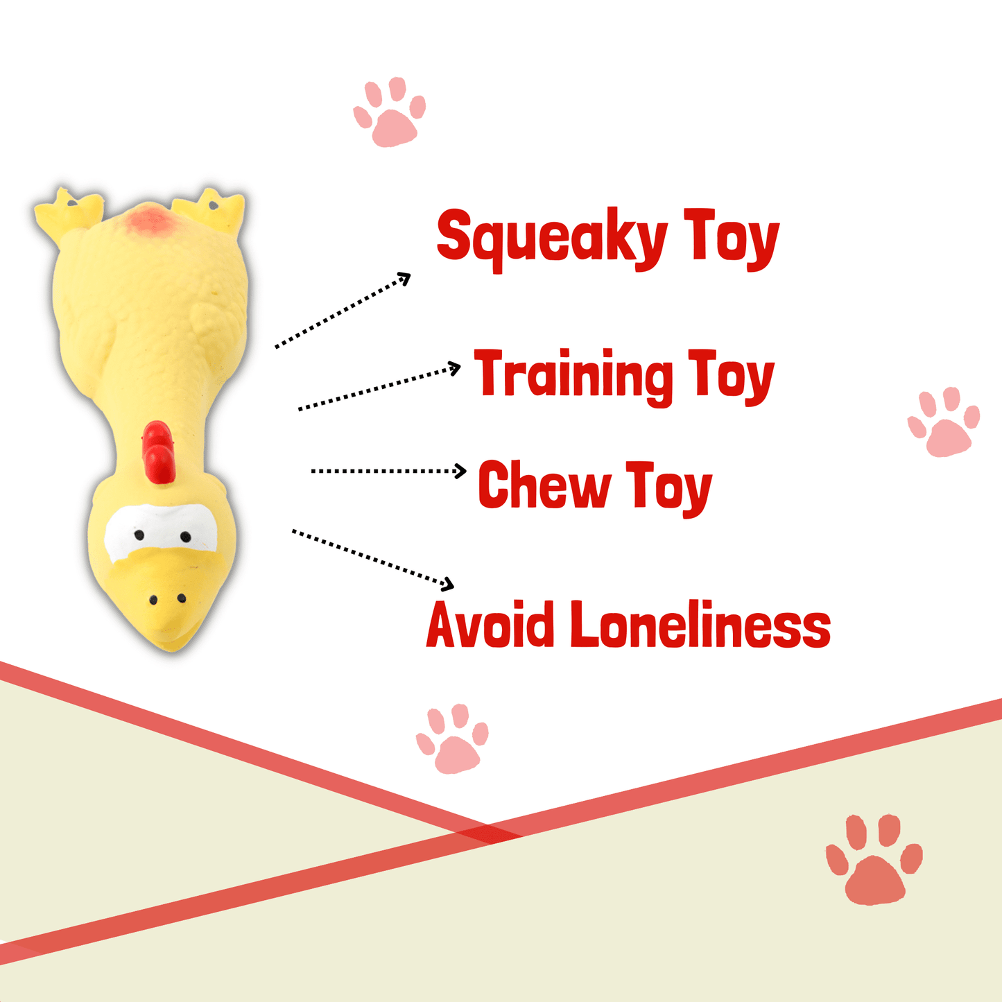 Latex Rubber Squeaky Dog Chew Toy - Yellow Hen