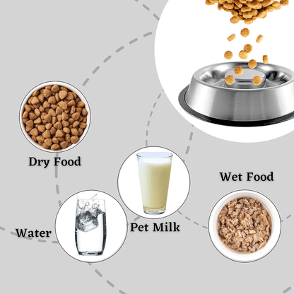 Durable slow feeder steel bowl