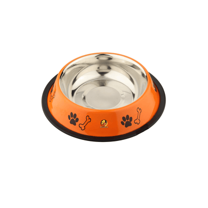 Printed Steel Bowl for Pets - 450ml (Orange)