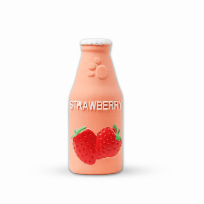 Natural Latex Squeaky Play Drink Chew Toy - Strawberry Juice