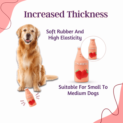 Natural Latex Squeaky Play Drink Chew Toy - Strawberry Juice