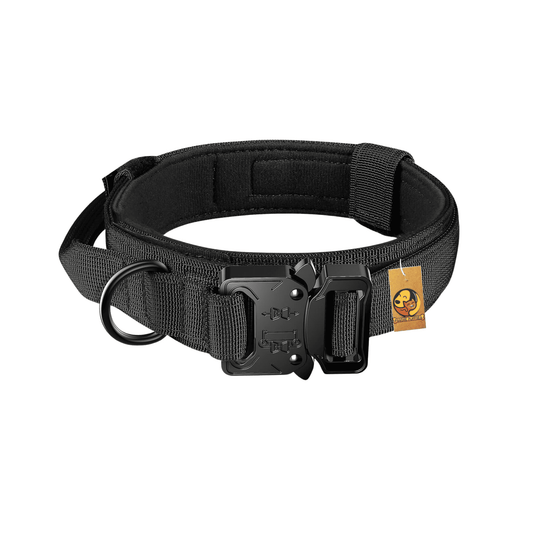 Adjustable Nylon Tactical Dog Collar - Black (Large)