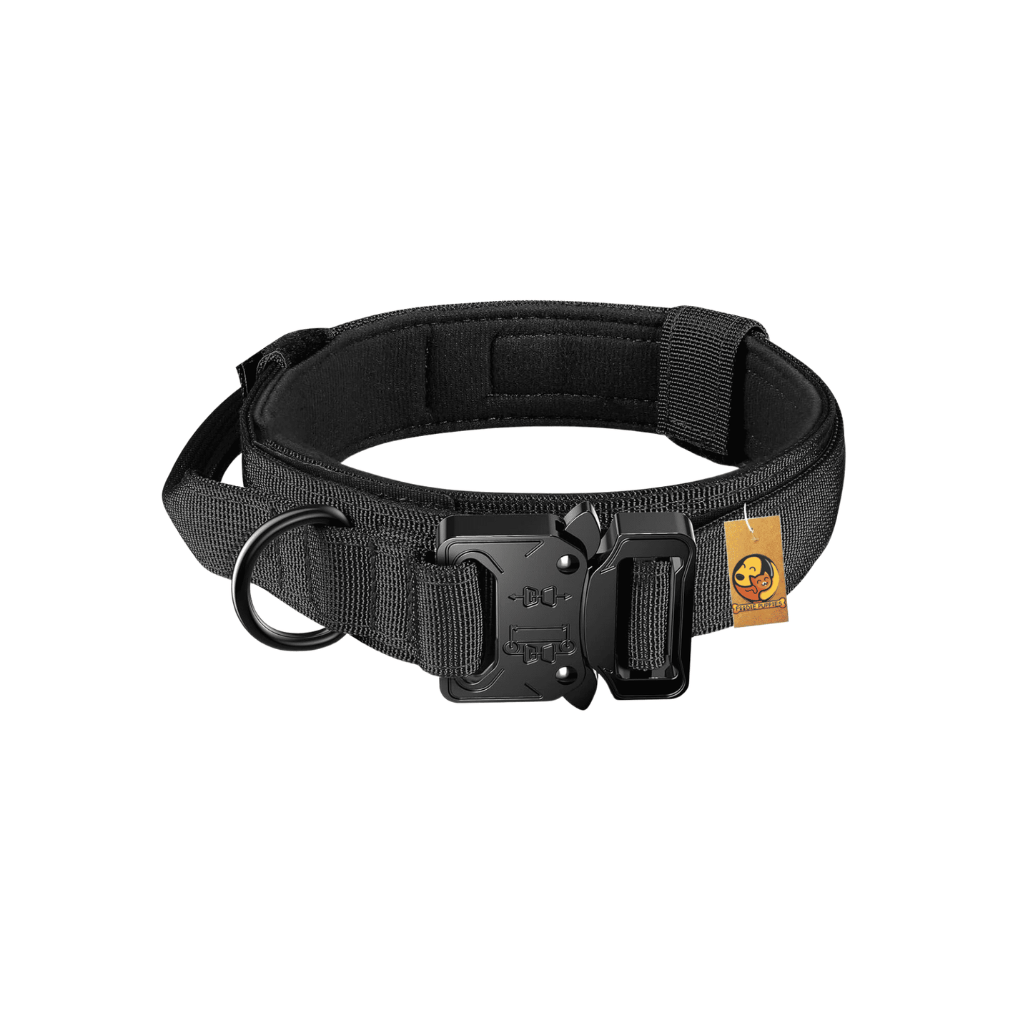 Adjustable Nylon Tactical Dog Collar - Black (Medium)