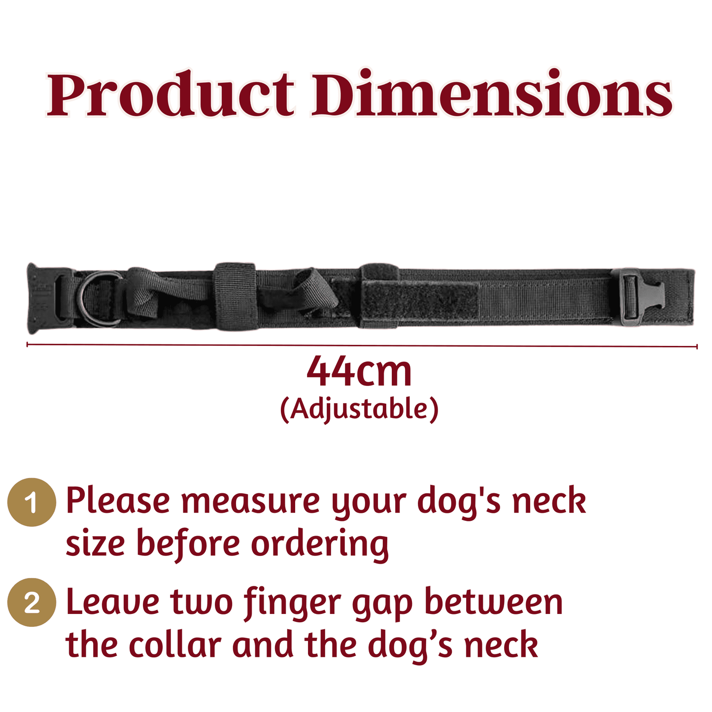 Adjustable Nylon Tactical Dog Collar - Black (Medium)