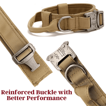 Adjustable Nylon Tactical Dog Collar - (Brown, Medium)