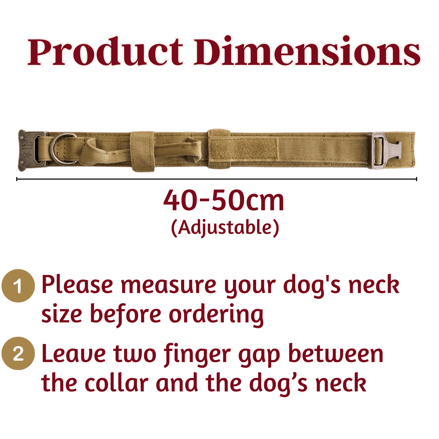 Adjustable Nylon Tactical Dog Collar - (Brown, Large)