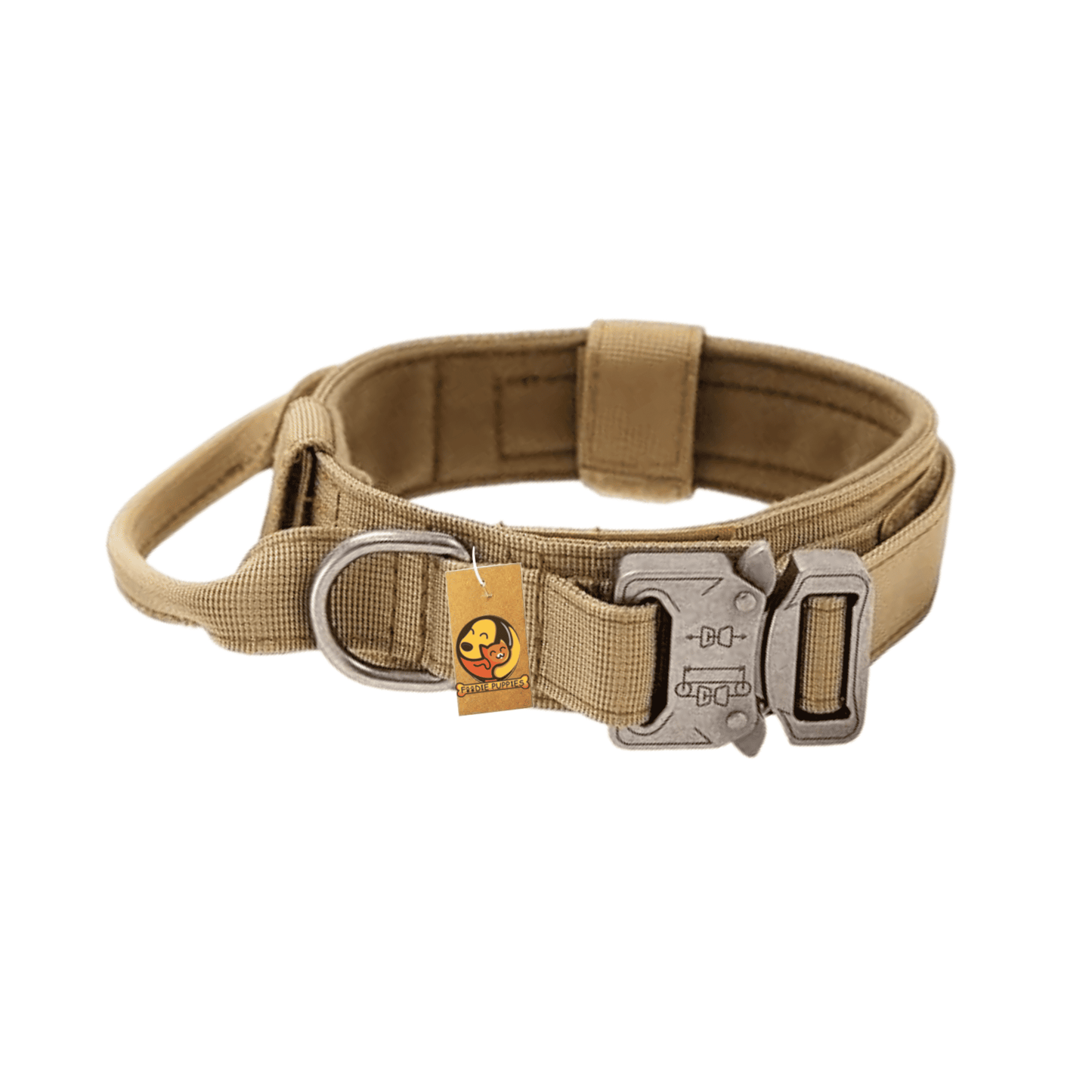 Adjustable Nylon Tactical Dog Collar - (Brown, Large)