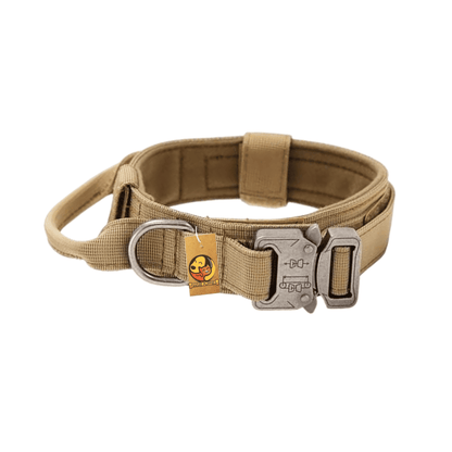 Adjustable Nylon Tactical Dog Collar - (Brown, Large)