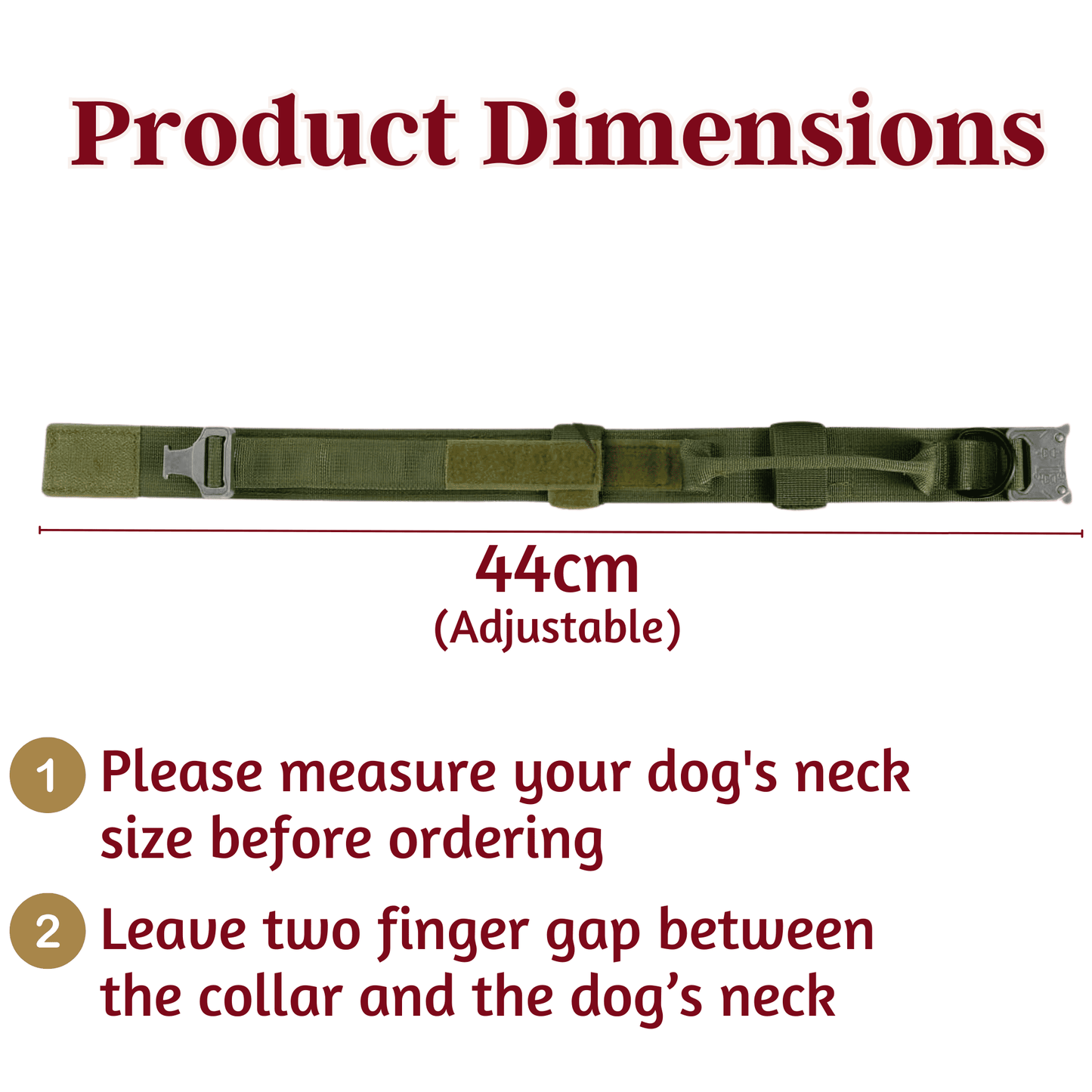 Adjustable Nylon Tactical Dog Collar - Green (Medium)