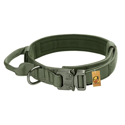 Adjustable Nylon Tactical Dog Collar - Green (Extra-Large)